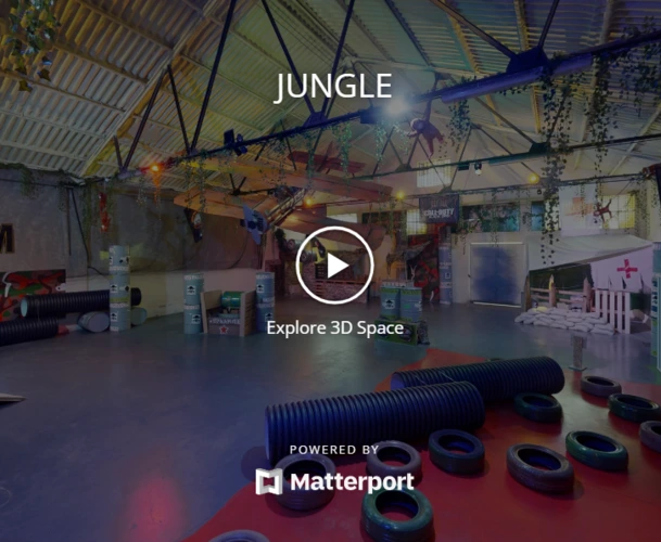 Explorar Vista 3D del Paintball Indoor en Valladolid